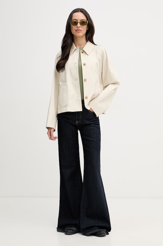 Tommy Hilfiger krátky trenčkot dámsky bavlnený WW0WW49585 béžová SS26