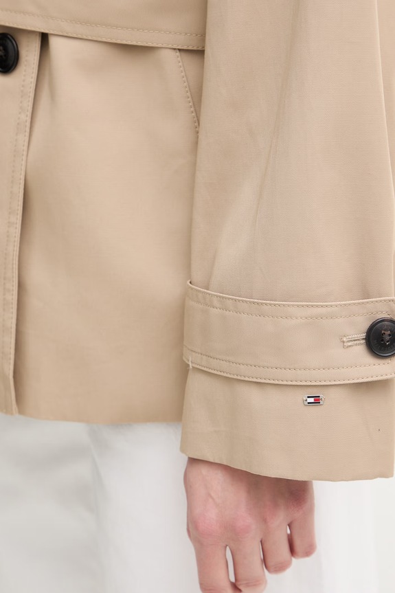 Tommy Hilfiger krátky trenčkot dámsky bavlnený WW0WW49586 béžová