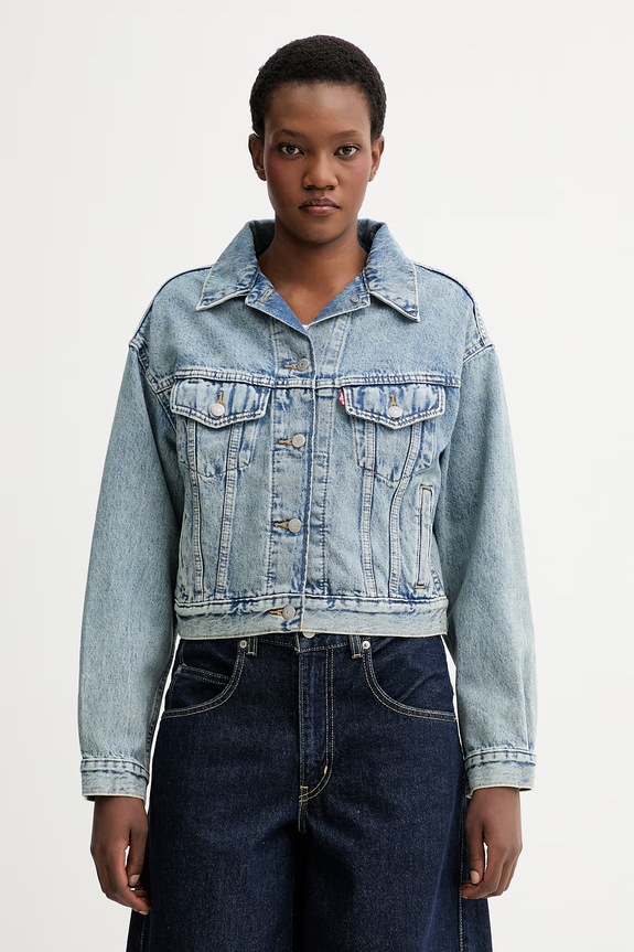 Levi's kurtka jeansowa SHRUNKEN 90S TRUCKER bez kaptura niebieski A9155.0021