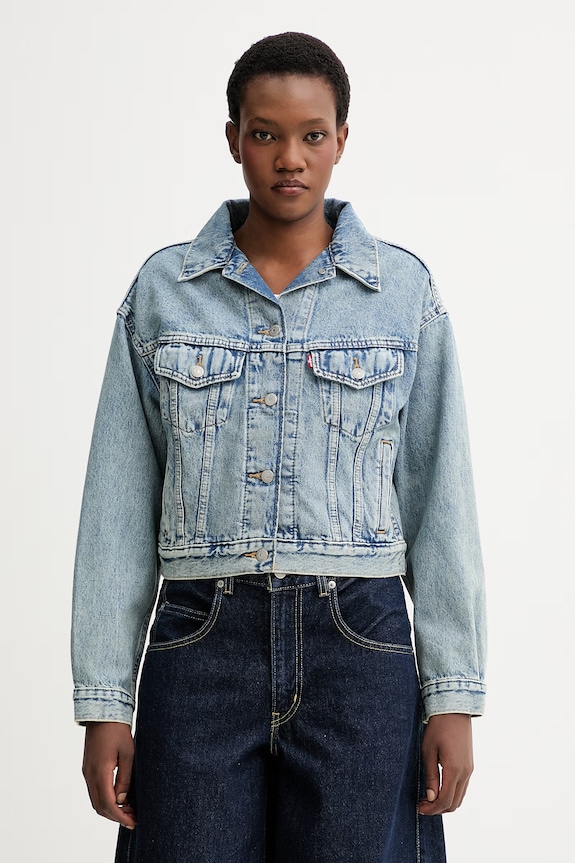 Levi's kurtka jeansowa SHRUNKEN 90S TRUCKER bez kaptura niebieski A9155.0021