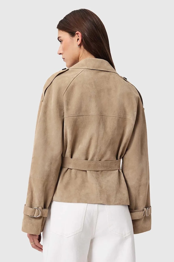 Велурено яке AllSaints REED W006LE бежов SS26