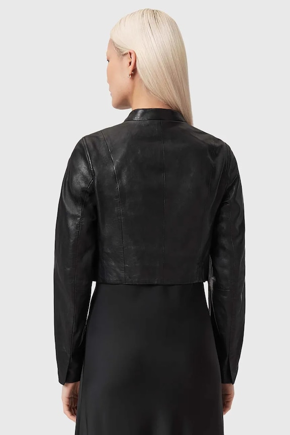 Шкіряна куртка AllSaints SADIE W008LE чорний SS26