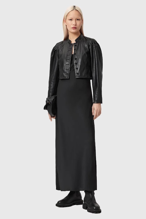 Одяг Шкіряна куртка AllSaints SADIE W008LE чорний