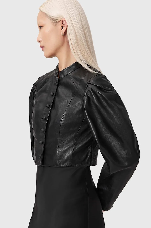 Шкіряна куртка AllSaints SADIE чорний W008LE