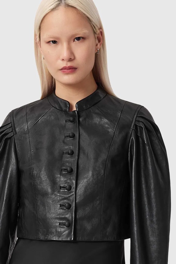 Шкіряна куртка AllSaints SADIE W008LE чорний