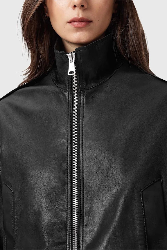 Δερμάτινο μπουφάν AllSaints LOWDEN W036LE μαύρο