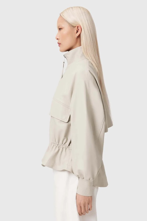 Δερμάτινο μπουφάν AllSaints FLOR W076LE λευκό