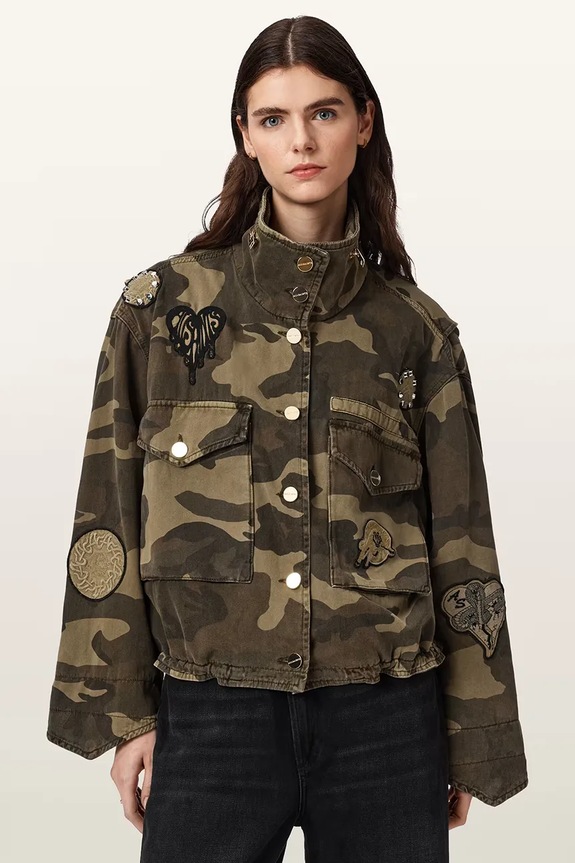 AllSaints geacă de tranziție de damă de bumbac CLAY verde W030OE
