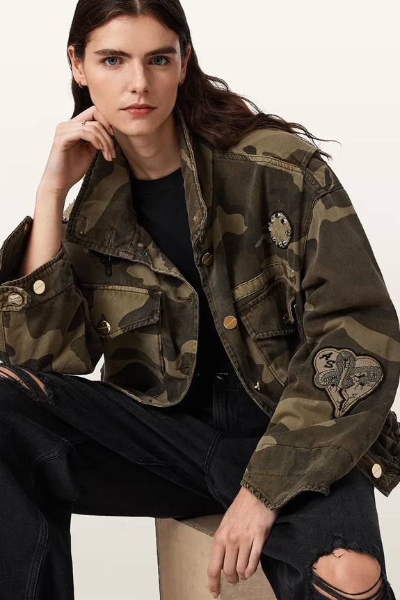 AllSaints geacă de tranziție de damă de bumbac CLAY W030OE verde