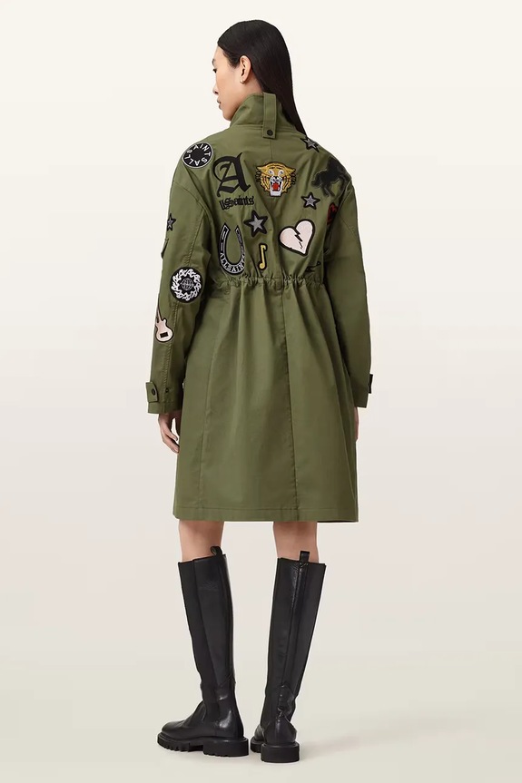 Bombažna parka AllSaints ARIAA W041OE zelena SS26