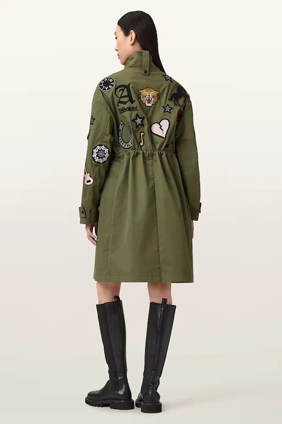 Bombažna parka AllSaints ARIAA W041OE zelena SS26