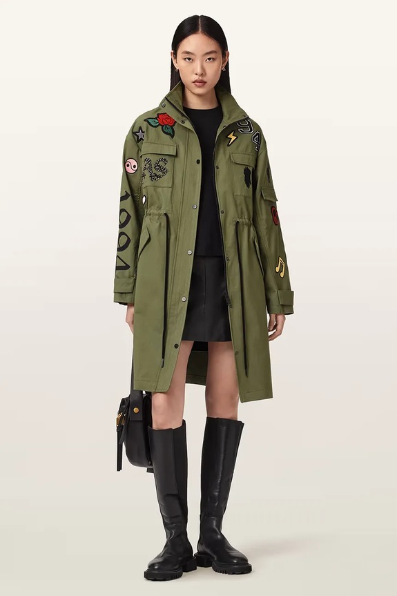 Bombažna parka AllSaints ARIAA zelena W041OE