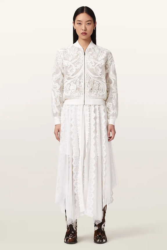 AllSaints geacă bomber pentru femei JADE W124OD alb