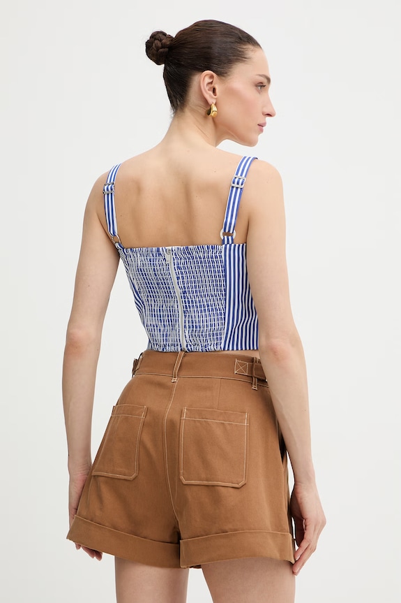 Odzież Guess crop top damski bawełniany TECLA W6GH38.W1848 niebieski