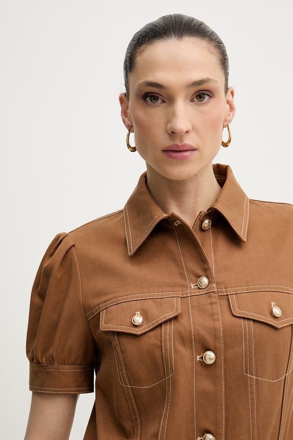 Guess kurtka damska bawełniana CORELINE beżowy W6GL08.W1804