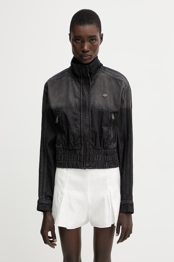 adidas Originals τζιν μπουφάν γυναικεία βαμβακερά P ESS DENIM TT μαύρο KD3918