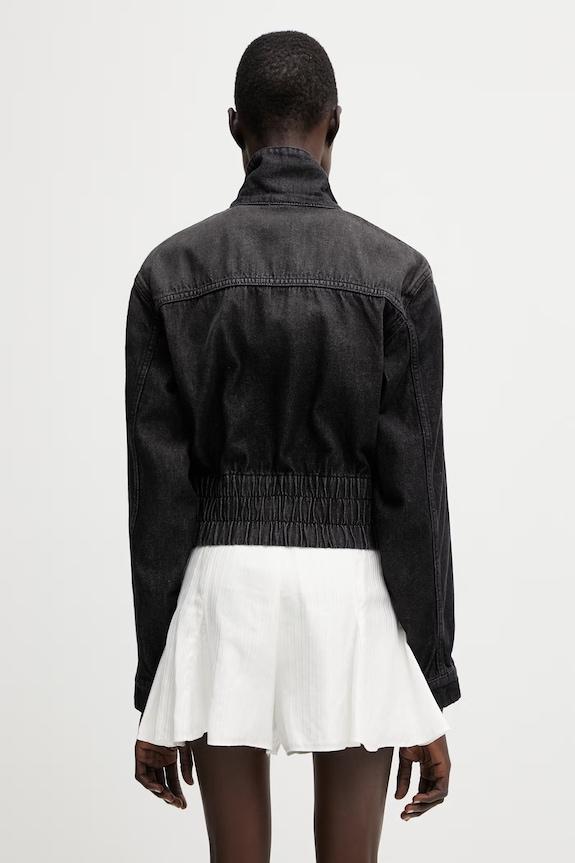 Ρούχα adidas Originals τζιν μπουφάν γυναικεία βαμβακερά P ESS DENIM TT KD3918 μαύρο