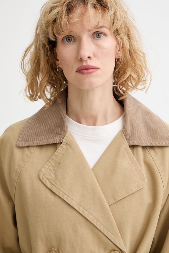 Βαμβακερή καμπαρντίνα Levi's BREE CLASSIC LONG TRENCH μπεζ 005AP