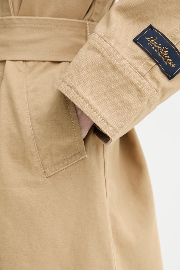 Βαμβακερή καμπαρντίνα Levi's BREE CLASSIC LONG TRENCH 005AP μπεζ