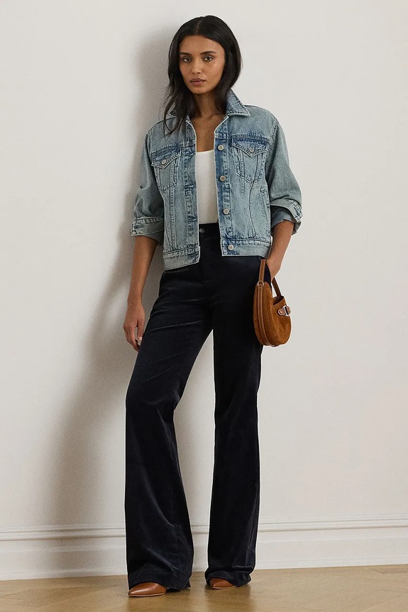 Oblečení Lauren Ralph Lauren bunda dámská džínová 200P06990 modrá