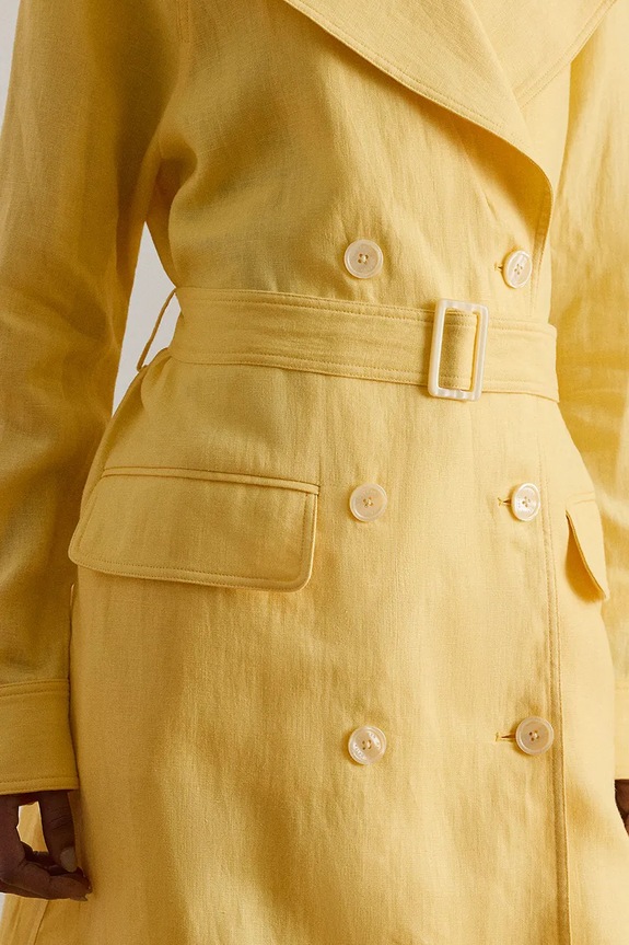 Lauren Ralph Lauren trenčkot dámsky ľanový 200B22024 žltá