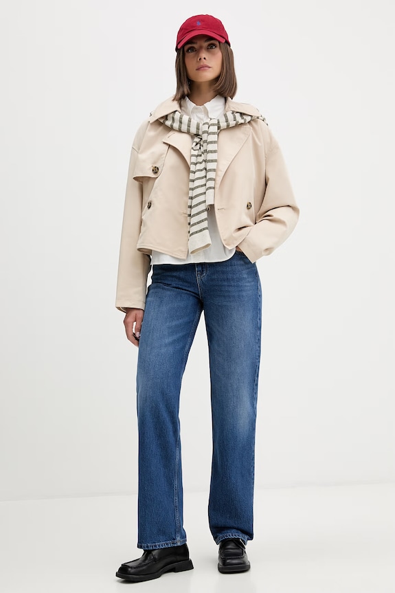 Tommy Jeans cappotto trench corto da donna con cotone DW0DW22322 beige SS26