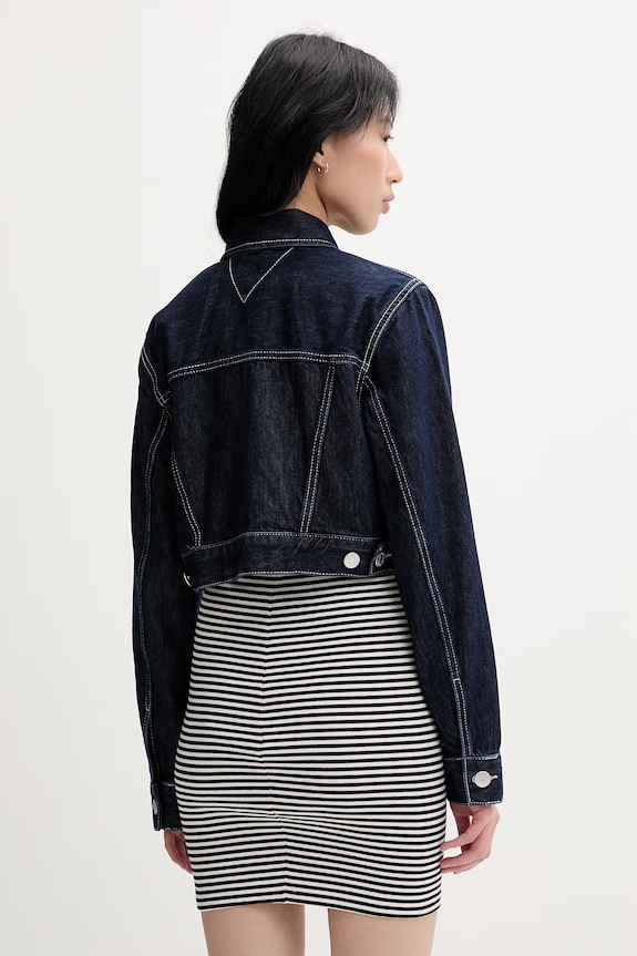 Odzież Tommy Jeans kurtka przejściowa damska jeansowa DW0DW22384 granatowy