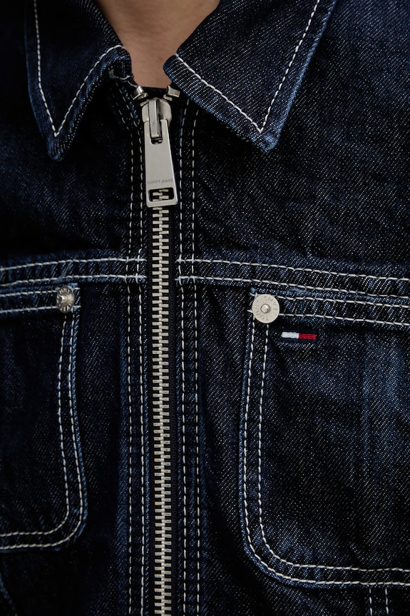 Tommy Jeans kurtka przejściowa damska jeansowa DW0DW22384 granatowy