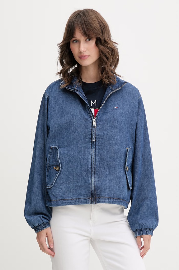 Tommy Jeans bunda dámská džínová modrá DW0DW22607