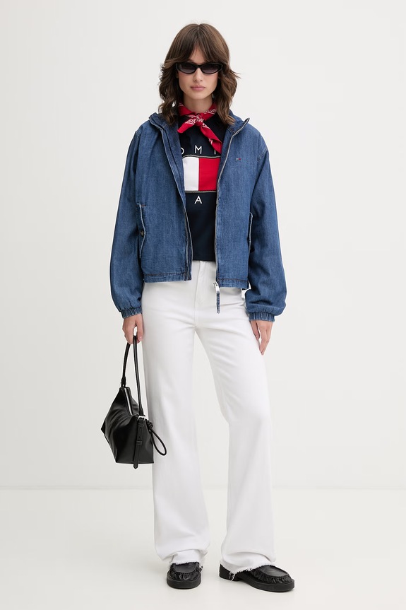 Tommy Jeans bunda dámská džínová DW0DW22607 modrá SS26