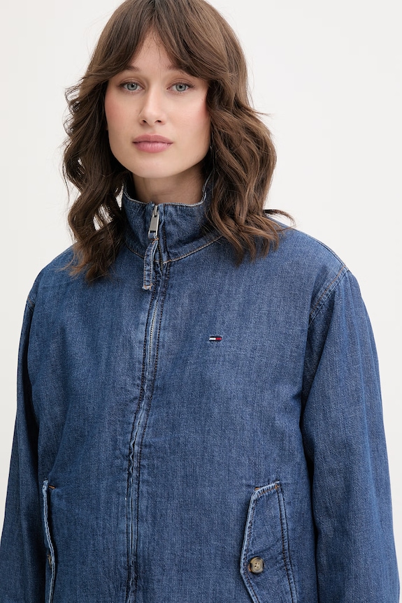Tommy Jeans bunda dámská džínová modrá DW0DW22607