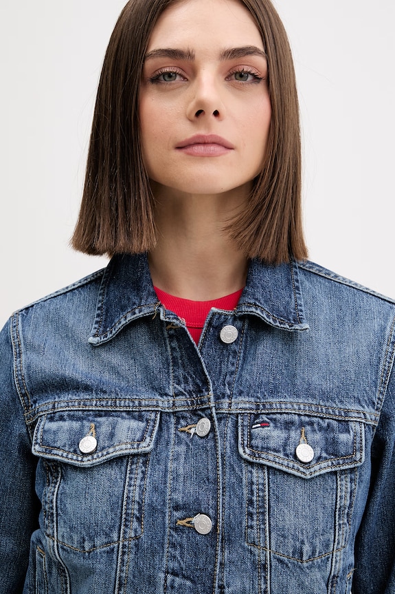 Tommy Jeans kurtka przejściowa damska jeansowa niebieski DW0DW22988