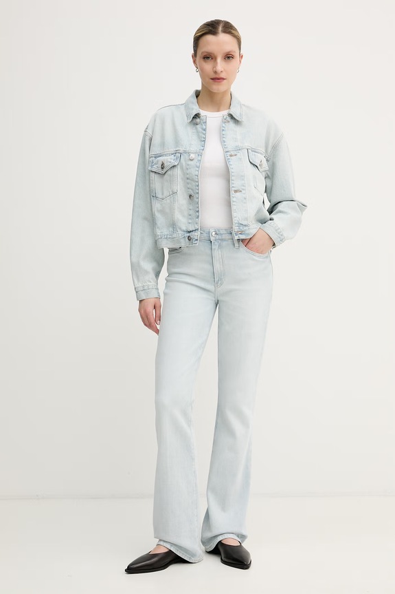 Tommy Hilfiger krótka kurtka damska jeansowa WW0WW49572 niebieski SS26