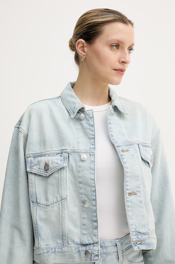 Tommy Hilfiger krótka kurtka damska jeansowa niebieski WW0WW49572
