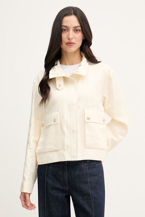 Tommy Hilfiger bunda dámska ľanová béžová WW0WW48616