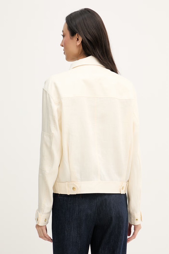 Oblečenie Tommy Hilfiger bunda dámska ľanová WW0WW48616 béžová