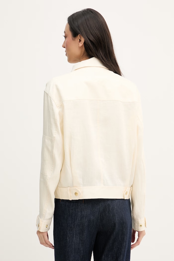 Oblečenie Tommy Hilfiger bunda dámska ľanová WW0WW48616 béžová