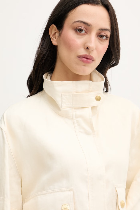Tommy Hilfiger bunda dámska ľanová béžová WW0WW48616