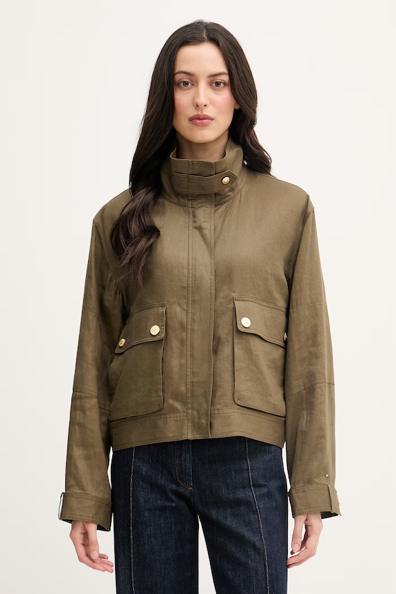Tommy Hilfiger bunda dámska ľanová zelená WW0WW48616