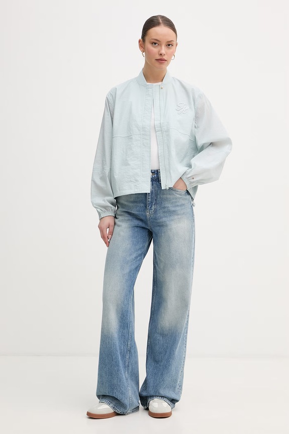 Tommy Hilfiger geacă de tranziție pentru femei WW0WW48619 turcoaz SS26