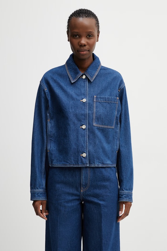 Maison Kitsuné bunda dámská džínová modrá QW02104WD4023