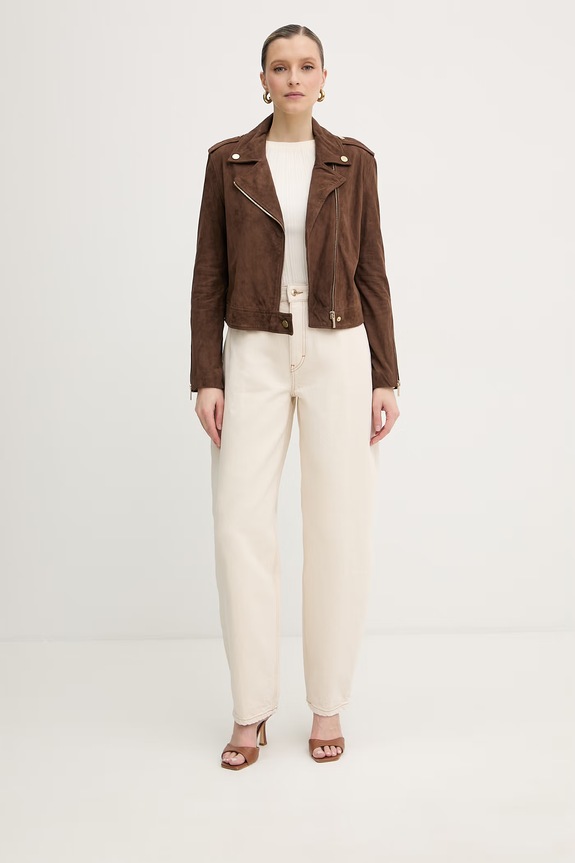 Armani Exchange női velúrbőr motoros dzseki XW001924.AF21549 barna SS26