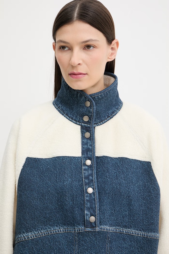 rag & bone Hanorac din polar pentru femei, din bumbac Miramar albastru RC6025HSMOT