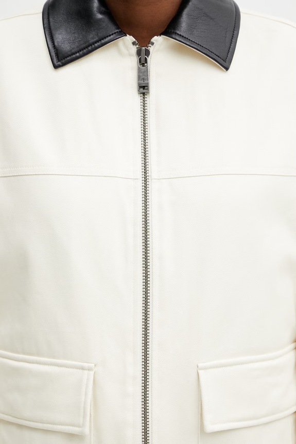 Anine Bing HOLDEN JACKET - CREAM krótka kurtka damska bawełniana beżowy A.01.12012.CRM01