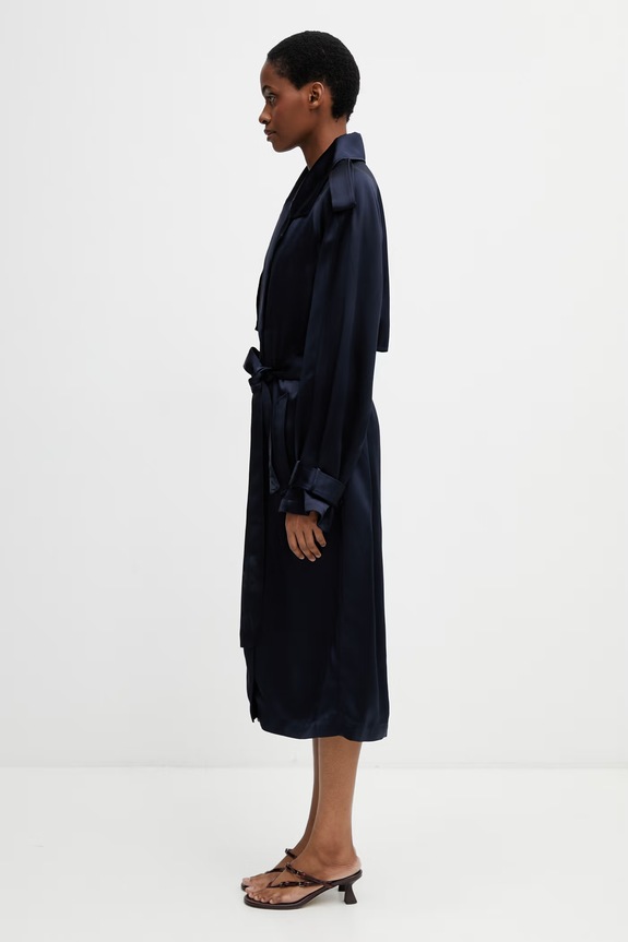 Anine Bing RICKIE MAXI TRENCH baloner s viskozom za žene A.01.11779.NAV01 mornarsko plava SS26