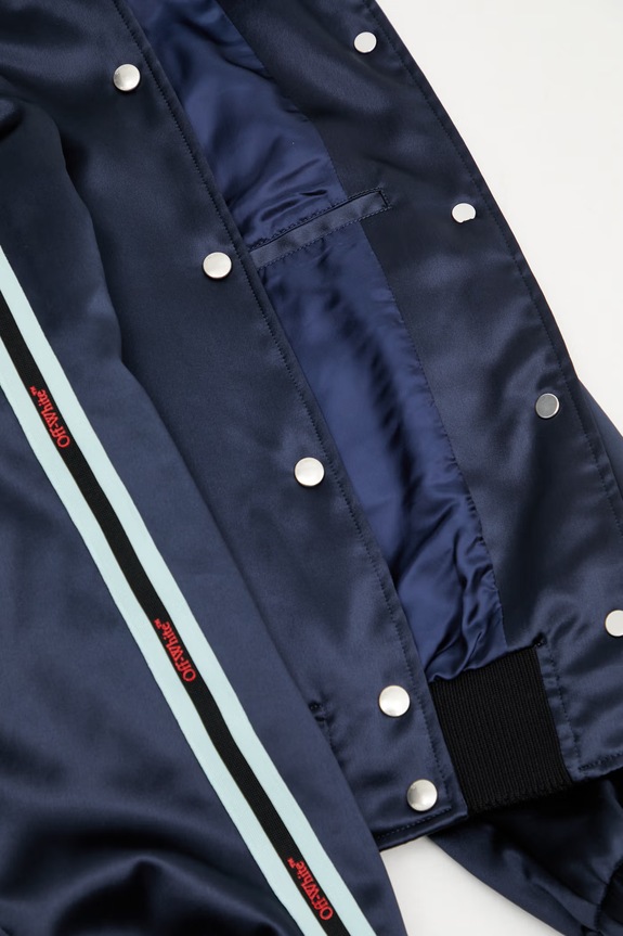 Off-White bomber jakna ženska viskozna 2EK00OS26FAB001 mornarsko plava