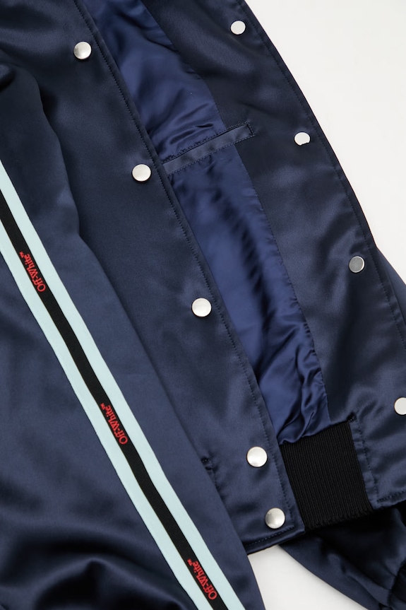 Off-White bomber jakna ženska viskozna 2EK00OS26FAB001 mornarsko plava