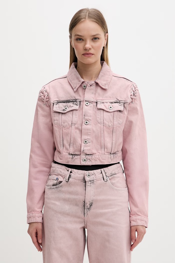 Karl Lagerfeld Jeans kurtka jeansowa damska różowy B2W14035