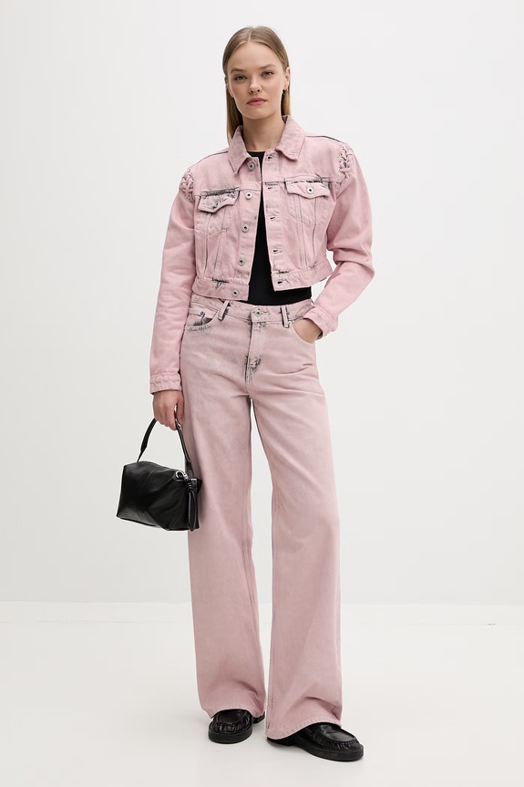 Karl Lagerfeld Jeans kurtka jeansowa damska B2W14035 różowy SS26