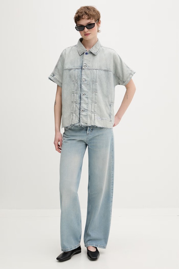 Karl Lagerfeld Jeans Τζιν μπουφάν γυναικείο βαμβακερό μπλε B2W14036